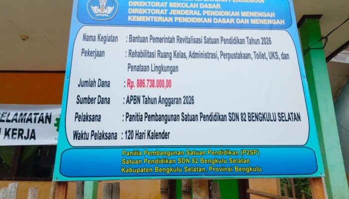 Progres Refit SDN 82 Bengkulu Selatan Capai 32 Persen, Pelaksanaan Disebut Mengacu Standar APBN